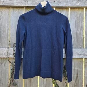 Pendleton Womens 100% Merino Wool Turtleneck Sweater L Navy Blue Quiet Luxury